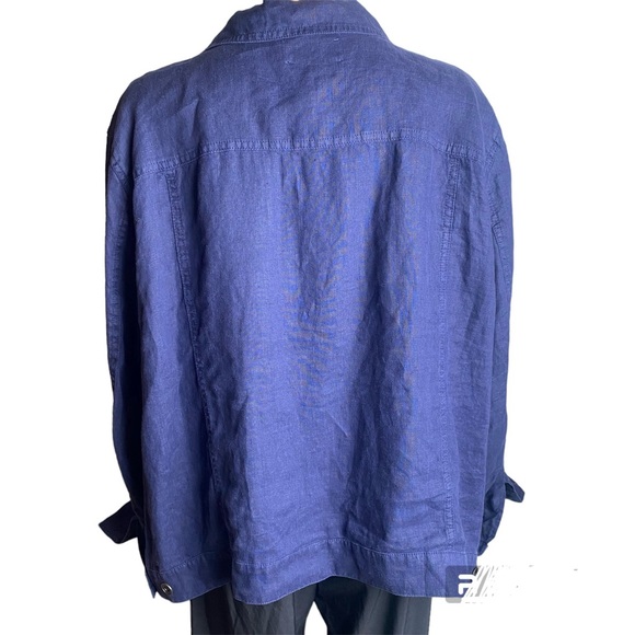 Michael Stars Jean Linen Jacket 100% Woven Linen 3XL in Blue (Nocturnal) - Picture 7 of 13